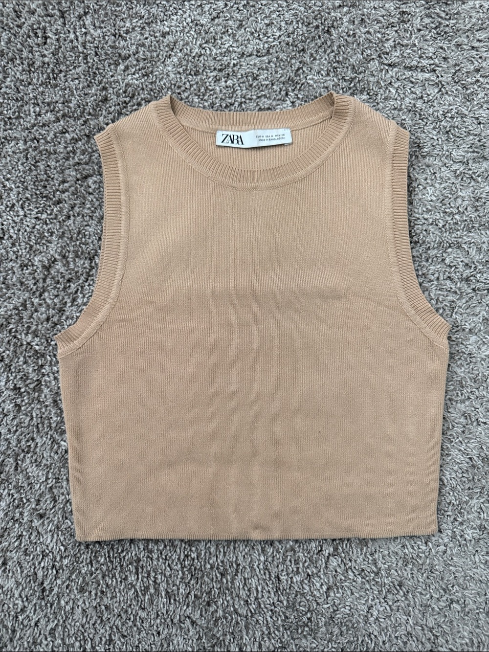 ZARA Knit Sleeveless Tank in Light Beige
